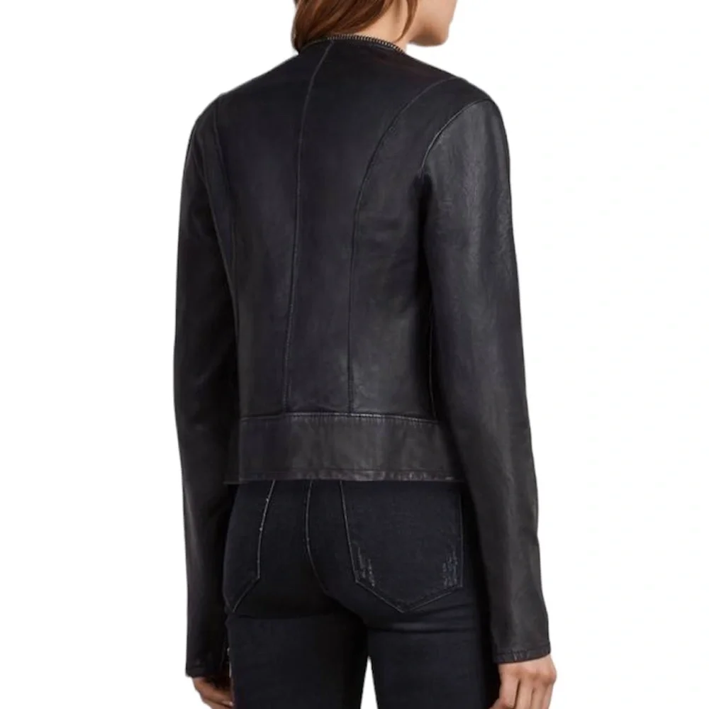 All Saints Calle Blazer Leather Jacket Black Size 00